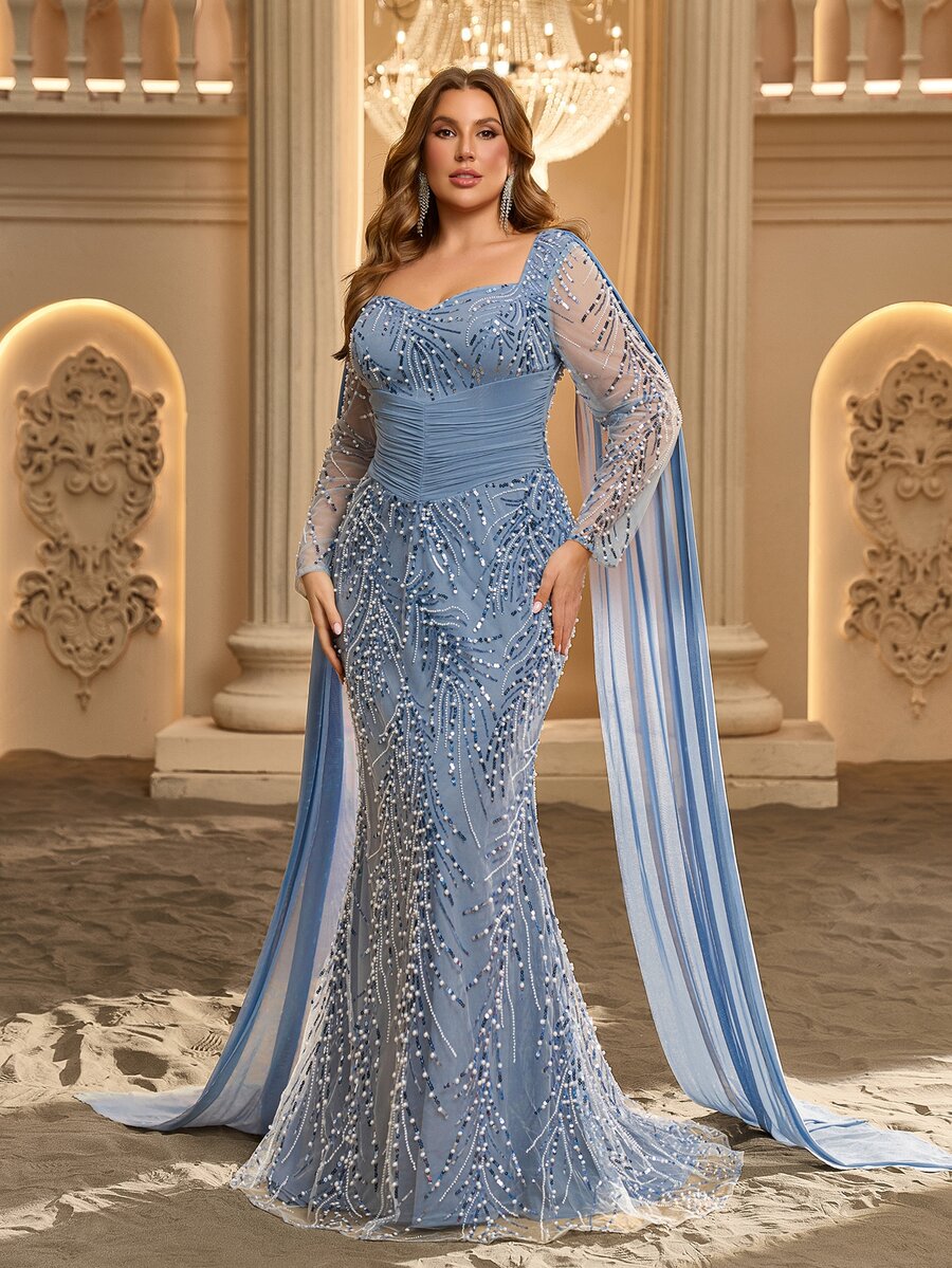 Glamrae Women Plus Formal & Evening Dresses - Blue - View 1