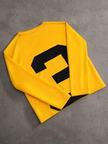PAVTROS Camiseta de hombre con gráfico de letras y hombros caídos - Amarillo - Ver 10