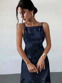 Firerie Floral Print Backless Cami Dress - Navy Blue - View 7