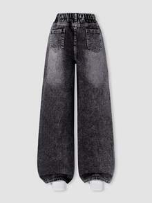 SHEIN Teen Girls Jeans - Black - View 2
