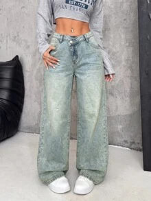 SHEIN Tall 女士牛仔褲 - 淺色水洗藍 - 查看 1