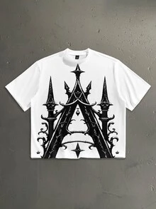 StoneGrade Camiseta de manga corta con estampado de torre para hombre - Blanco - Ver 1
