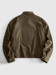 ROMWE MEN Street Life Men Solid Cord Duffle Jacket - Khaki - View 2