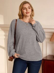 EMERY ROSE Sudaderas y sudaderas con capucha de tallas grandes - Gris Claro - Ver 4