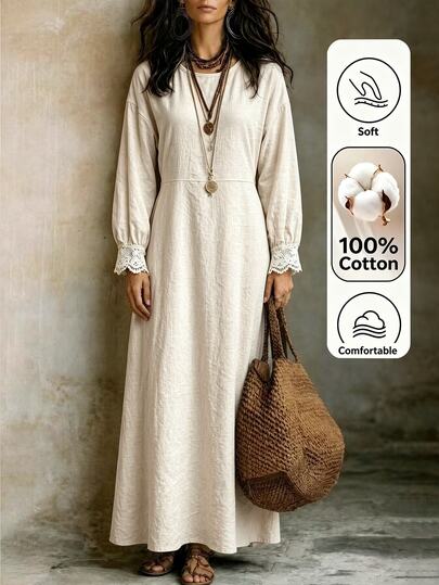 LUMIGAL Jacquard Flounce Sleeve Longline Dress