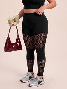 SHEIN Unity Women Plus Size Sports Leggings Pants Gym Workout Summer - Black - View 6