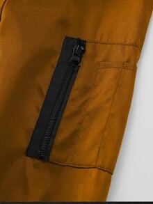 Manfinity Homme Men Zip Up Stand Collar Jacket - Brown - View 4