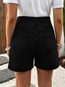 SHEIN Shorts Vaqueros Premamá - Negro - Ver 2