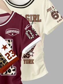 3 piezas de camisetas para niñas preadolescentes - Multicolor - Ver 5