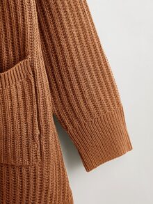 Linhara Plus Dual Pocket Drop Shoulder Cardigan Winter - Camel - View 3