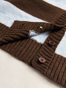 Rustia Plus Striped Pattern Drop Shoulder Cardigan Winter - Multicolor - View 3