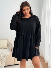 Enliva Vestidos de Talla Grande Otoño - Negro - Ver 7