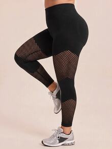 SHEIN Unity Women Plus Size Sports Leggings Pants Gym Workout Summer - Black - View 7