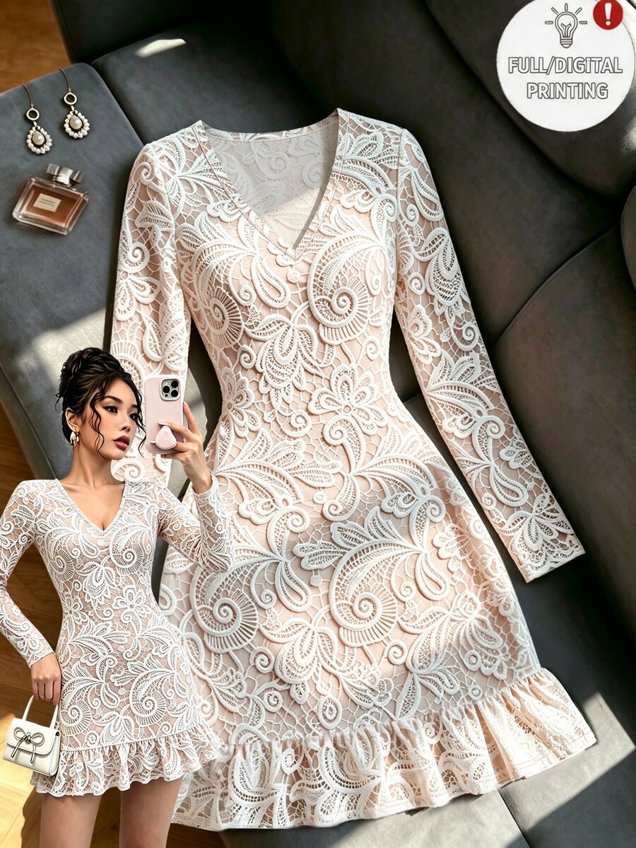 SHEIN Franclia Women Short Dresses - Apricot - View 1