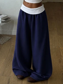 SHEIN Pantalones de Chándal Niñas (8-12) - Azul Marino - Ver 1