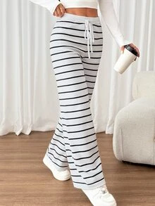 SHEIN PETITE 女士毛衣褲子 - 黑與白 - 查看 6