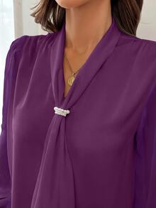SHEIN Privé Blusas Talla Grande Otoño - Morado - Ver 10