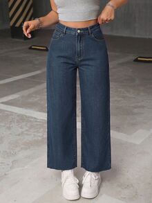 Jeanoix Plus High Waist Wide Leg Jeans - Medium Wash - View 3