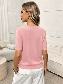 Easowa Women Knit Tops - Pink - View 3