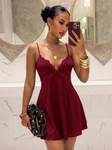 Slaydiva Vestidos cortos de mujer - Burdeos - Ver 3