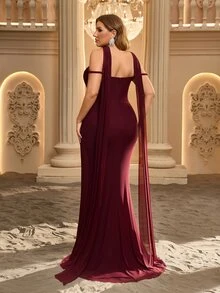 Glamrae 大尺碼正式晚宴禮服裙 - 黃色 - 查看 4