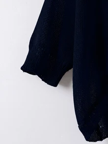GlowEve Women Solid Open Front Lightweight Cardigan - Navy Blue - View 7