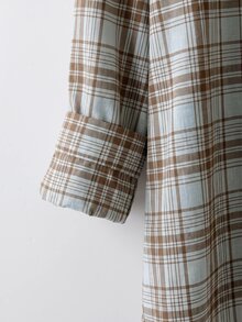 Comfylo Plus Plaid Print Drop Shoulder Shirt Without Tee - Multicolor - View 4