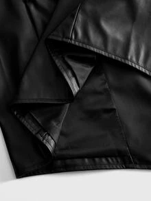 ROMWE MEN Street Life Men Buckled Detail PU Leather Waistcoat - Black - View 5