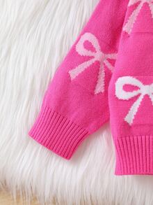 Baby Girl Bow Pattern Cardigan - Pink - View 6