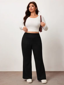 Enliva Plus Size Leggings - Black - View 6