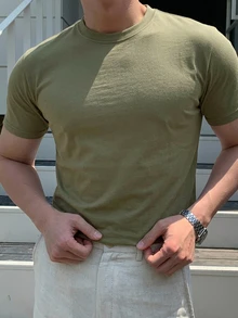 DAZY Men Solid Short Sleeve Round Neck Tee - Army Green - View 8