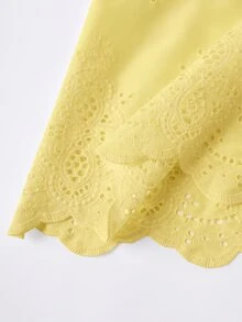 Travachic Tassel Decor Hollow Out Cover Up Dress - Light Yellow - View 4