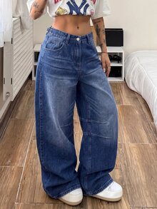 StreetHx Celana Jeans Wanita Warna Biru Muda untuk Acara Musim Gugur - Biru - View 8