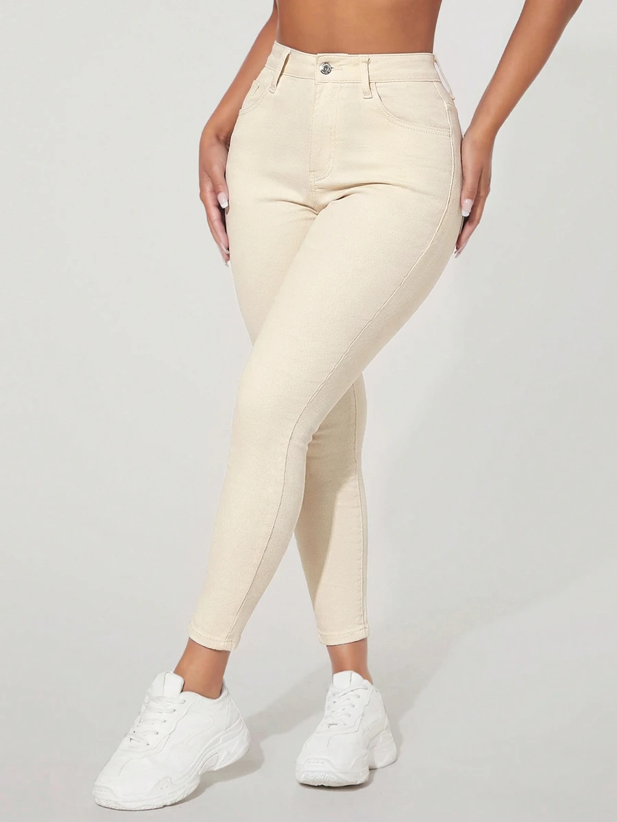 Rivivi Plus High Waist Skinny Jeans - Apricot - View 1