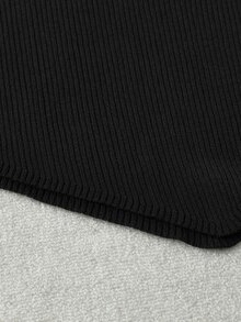 GlowEve CURVE Plus Contrast Trim Tie Front Sweater Autumn Graduation Date Night Black And White Casual Elegant - Black - View 6