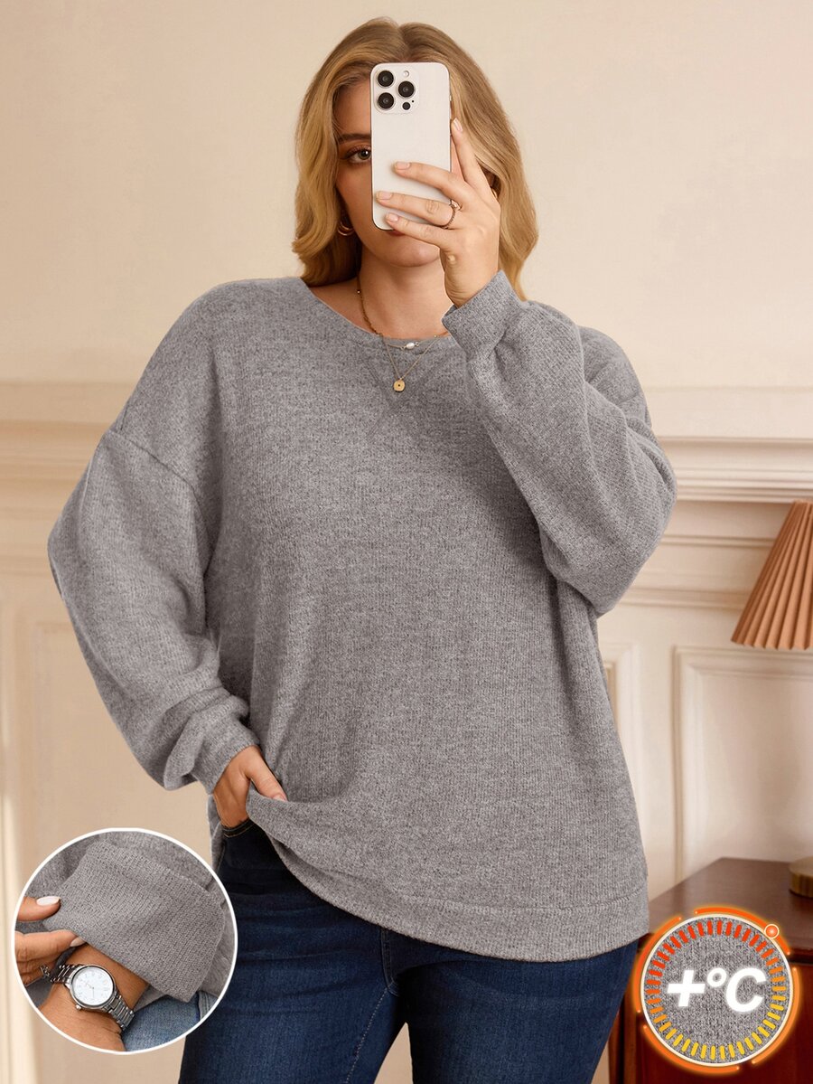 EMERY ROSE Sudaderas y sudaderas con capucha de tallas grandes - Gris Claro - Ver 1