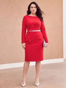 MOTF PREMIUM PLUS SIZE DRESSES - Red - View 6