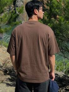 DAZY Men Solid Drop Shoulder Tee - Brown - View 2