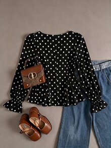 SHEIN Teen Girls Blouses - Black - View 2