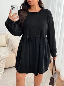 Enliva Vestidos de Talla Grande Otoño - Negro - Ver 3