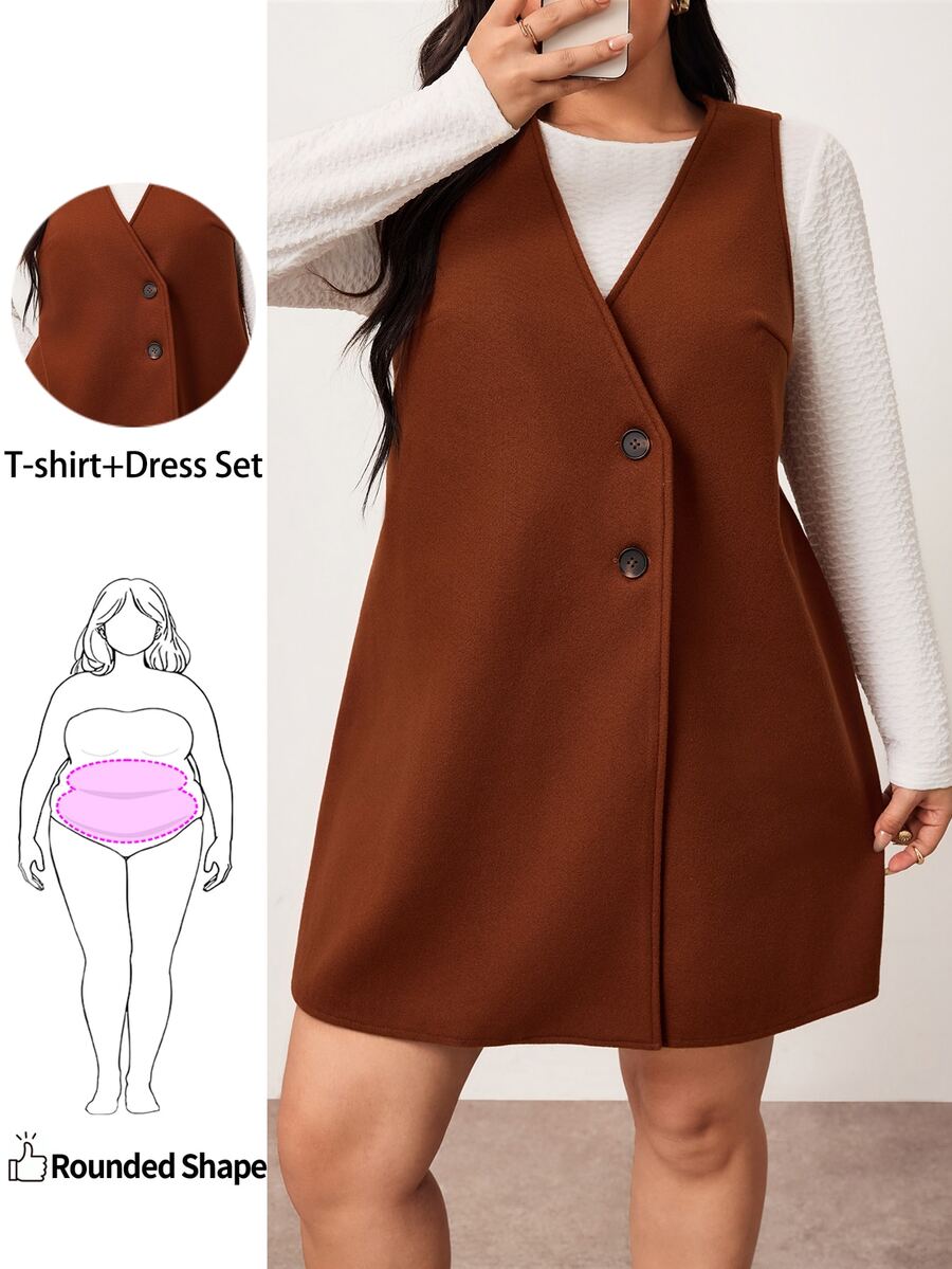 Enliva Plus Size Co-Ords Fall - Brown - View 1