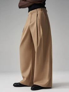 STYNVO Pantalones de hombre para oficina y trabajo, color caqui, casual de otoño - Albaricoque - Ver 4