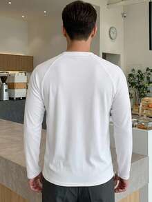 DAZY Camiseta de manga raglán de punto acanalado blanco liso para hombre - Blanco - Ver 2