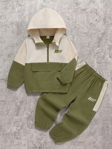 SHEIN 男童外套套裝 - 軍綠色 - 查看 3