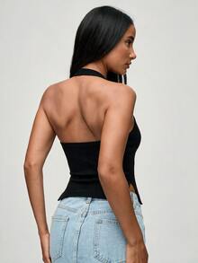 SHEIN BASICS 女士背心 - 黑色 - 查看 2