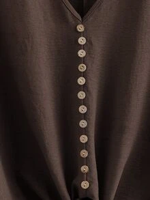 Linhara CURVE Plus Batwing Sleeve Knot Hem Top & Wide Leg Pants - Brown - View 4