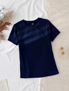 Tseoso 2pcs Solid Round Neck Short Sleeve Tee - Multicolor - View 9