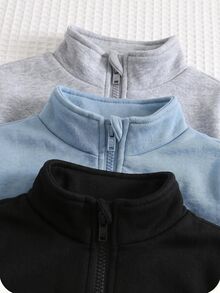 SHEIN 小男孩休閒連帽衫與運動衫套裝 舒適配色套裝 適合度假 柔軟舒適 婚禮 生日派對 校園慶典 秋冬款 - 灰色 - 查看 8