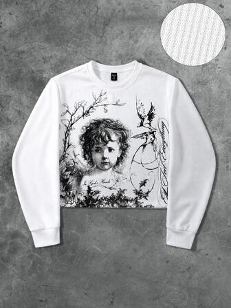 Sudadera de cuello redondo con gráfico de figura para hombre