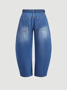 EMERY ROSE Jeans de talla grande con cintura alta y pierna cónica lavada - Azul - Ver 7
